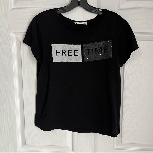 MANGO ‘FREE TIME’ BLINGY T-SHIRT - Picture 2 of 6